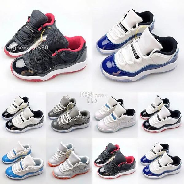 

jumpman 11 11s kids basketball shoes cool grey cherry 25th anniversary pure violet 72-10 concord bred pantone legend blue children desig nar, Black