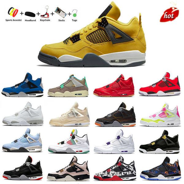 

new og lemon venom jumpman 4s mens basketball shoes 4 unc tattoo white oreo sail encore taupe haze rasta denim metallic men women trainer sp, Black