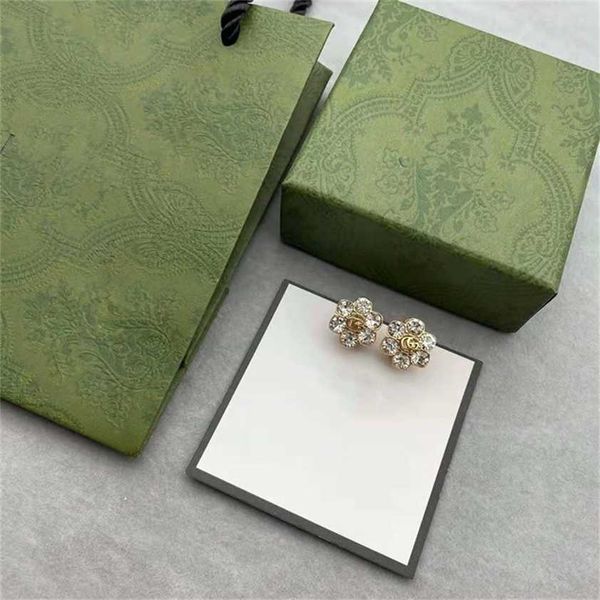 

2023 designer new jewelry ancient flower crystal earrings, Golden