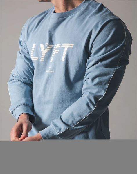 

mens tshirts lyft brand casual long sleeve cotton tshirt men gym fitness workout skinny t shirt male print tee running sport clothing 23031, White;black