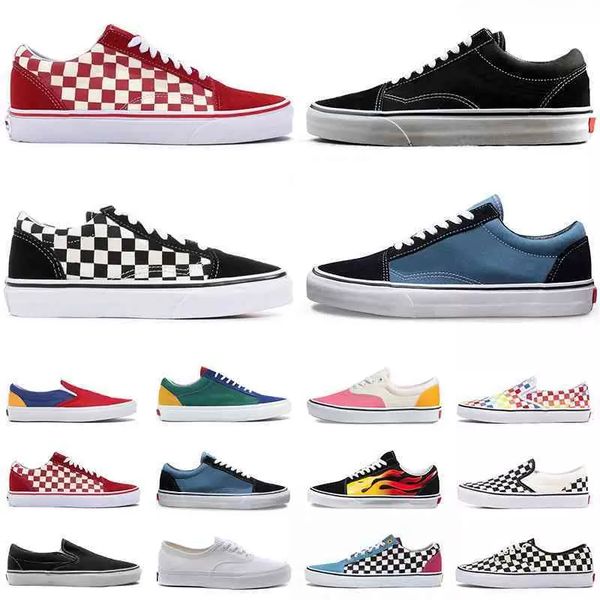 

shoes men women running old skool canvas sneakers slip on classic black triple white red blue checkerboard grey trainers size