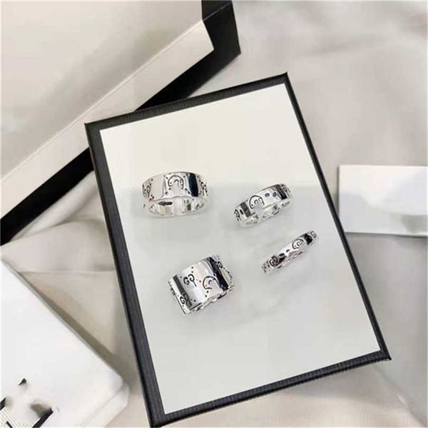 

2023 designer new fashion jewelry gujia s925 silver skull ring wind elf shape thai silver simple double couple ring