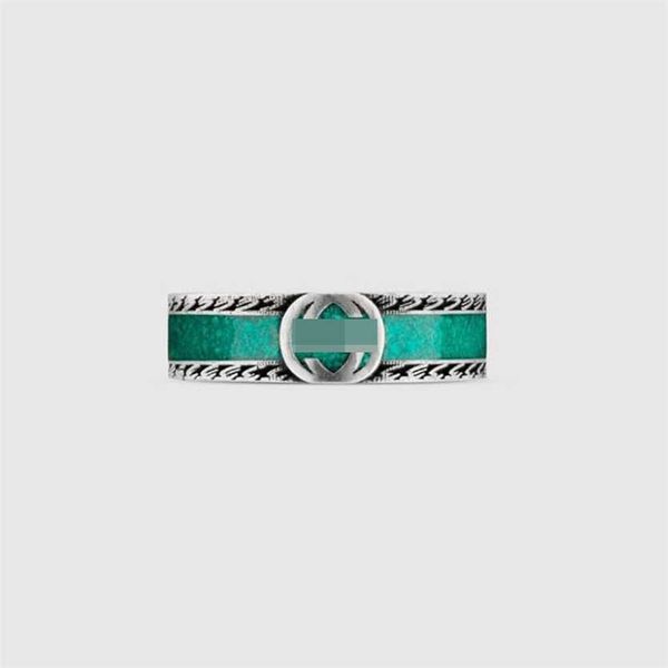 

2023 designer new home sterling silver double g interlocking enamel ring for couples make old and non-fading ins gifts