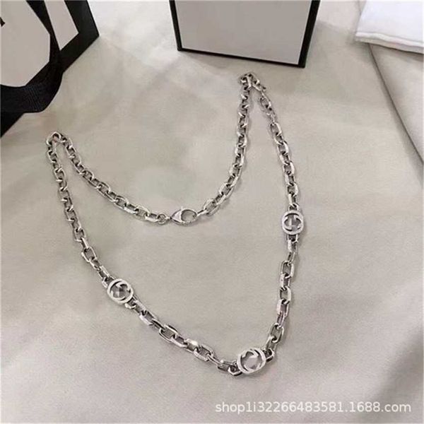 

2023 designer new fashion gujia silver 925 double reprinted interlocking necklace as old hip-hop men's and women's jewelry