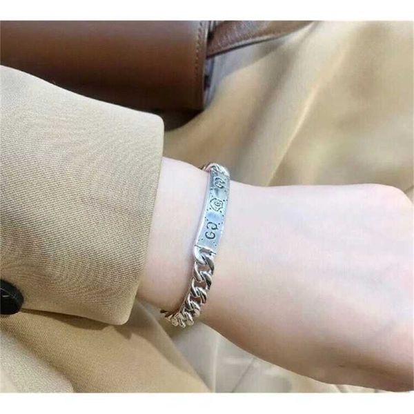 

2023 designer new jewelry sterling silver classic skull double letter bracelet type bracelet headpiece, Black