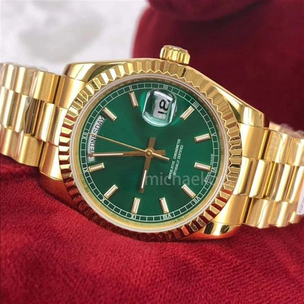 

men geneva watch green roman dial mens luxury automatic daydate women's fashion mens reloj watches wristwatches 228238249n, Slivery;brown