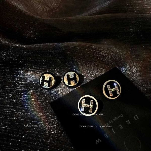 

2023 designer new 925 silver needle letter h earrings geometric rings earrings south korea dongdamen metal new ear buckle yiwu jewelry girl, Golden