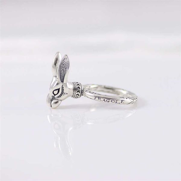 

2023 designer new gujia rabbit head men and women 925 silver for lovers wind pair ring personality trend