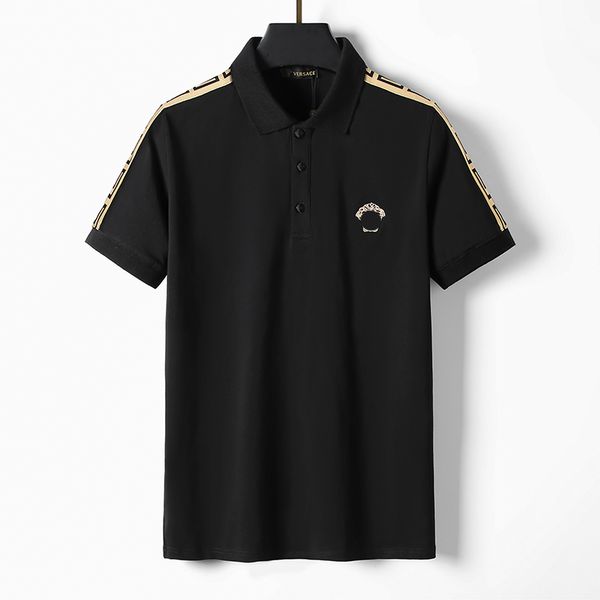 

designer men's polo black and white beauty head brand embroidery 100% cotton breathable anti-wrinkle anti-pilling slim business oversiz, White;black