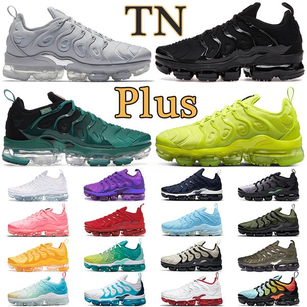 

men women running shoes tn plus mens trainers triple black white cool grey tennis ball olive yolk womens outdoor sport sneakers