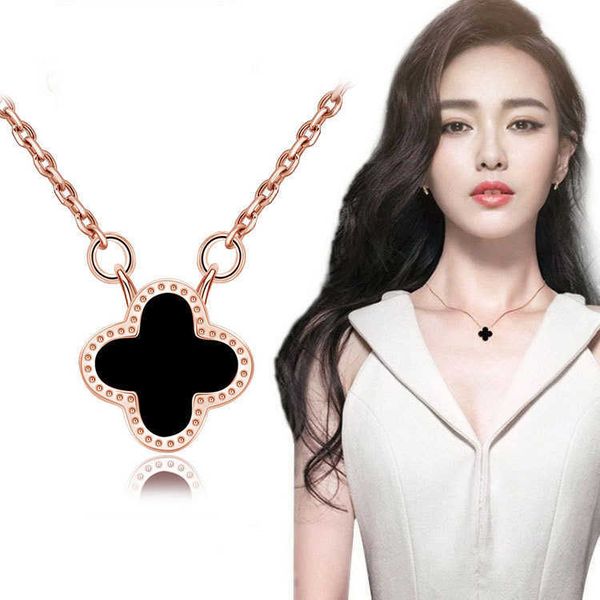 

s strands strings south korea korean version of four leaf clover rose gold pendant female net red the same tiktok necklace, Silver