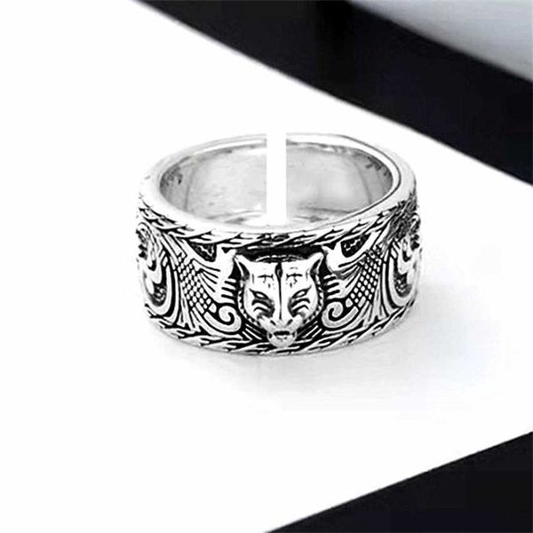 

2023 designer new thai silver dominee tiger opening personality trendsetter ins ancient family double g leopard ring female jewelry
