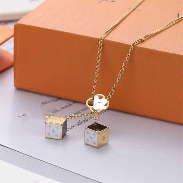 

2023 designer new lvjia color gambling god dice necklace l fashion square pendant adjustable versatile girlfriend, Black