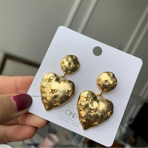 

2023 designer s925 silver needle korean east gate early autumn love details concave convex texture 2020 new fashion earrings, Golden