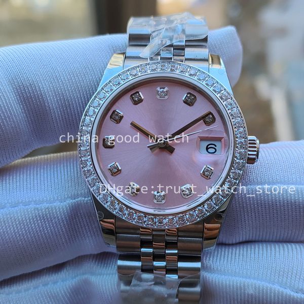 

pink dial bezel watches of women 31mm lady gift bpf automatic movement jubilee stainless steel dress date sapphire crystal bp factory wristm, Slivery;golden