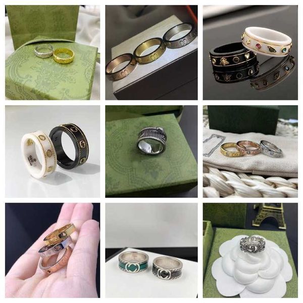 

2023 designer gujia double g fashion couple new small design hip-hop men's and women's ring, Silver