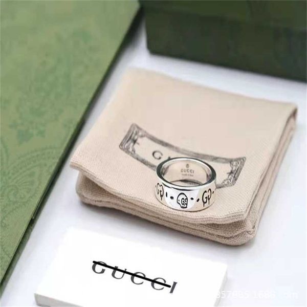

2023 designer new fashion jewelry sterling silver ghost skull double elf simple men's and women's pair ring