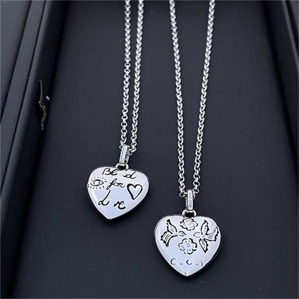 

2023 designer new fashion jewelry gujia 925 silver fearless flower eyes old carved love pendant same necklace for men and women