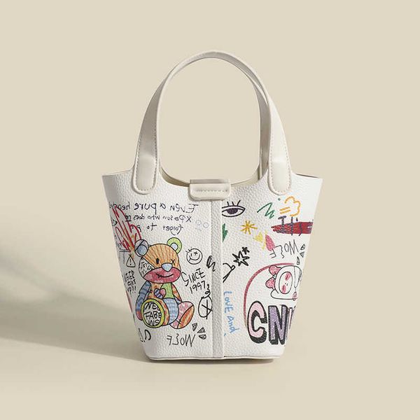 

graffiti vegetable basket bag bucket bag lady handbag 2023 new casual shoulder bag messenger bag