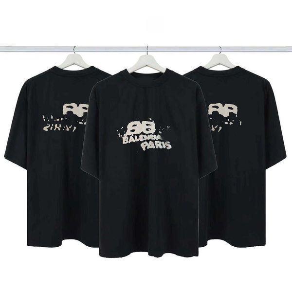 

men's t-shirts spring/summer paris bb graffiti hand-painted short sleeve t-shirt loose casual half sleeve bottom shirt crew neck t men&, White;black