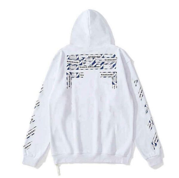 

2023 new t-shirts offs white 2022 %60 off style trendy fashion sweater painted arrow crow stripe loose hoodie men's and women's co, Black