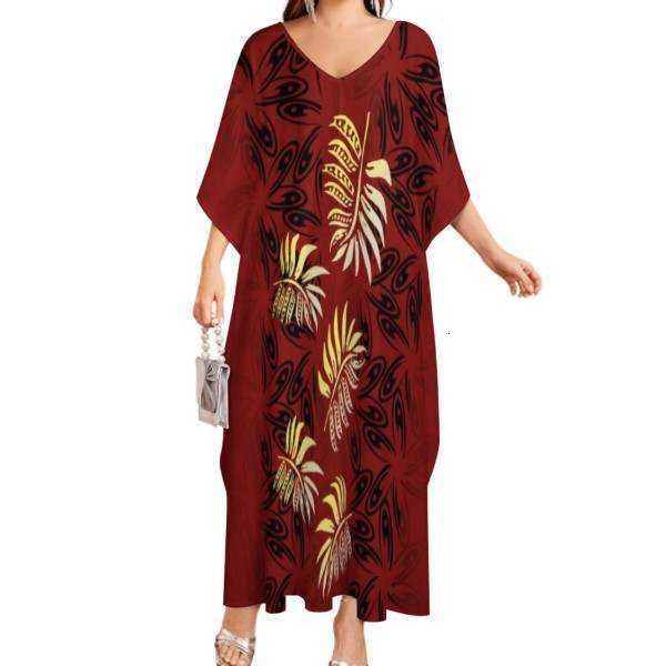 

polynesian brand new elei tribal design custom high-end comfort fashion leisure elegant women clothes dresses women's hera long dress, Black;gray