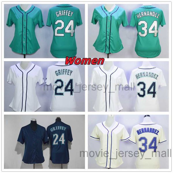 

vintage college baseball wears jersey 24 ken griffey 34 felix hernandez blank jerseys women size s--xxxl, Blue;black