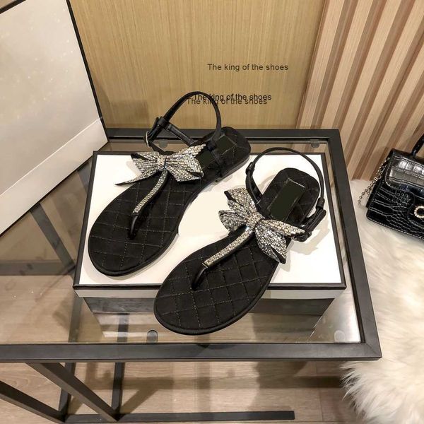 

slippersluxury designer sandals slides dad sandal crystal bow low heel waterproof, Black