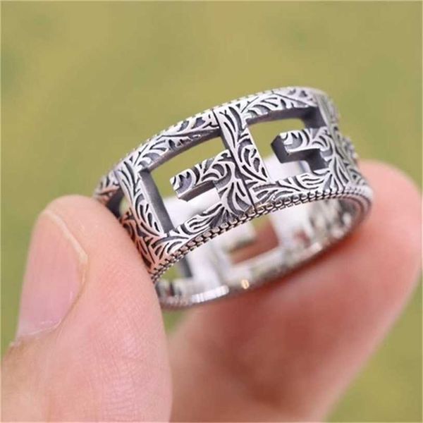 

2023 designer new fashion jewelry silver pure white copper children's men's double square ear non fadin desin ring