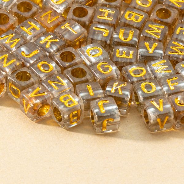 

loose beads for bracelets making transparent cubic gold color letter fashion jewelry necklace diy kits girls kids crafts bead, Black