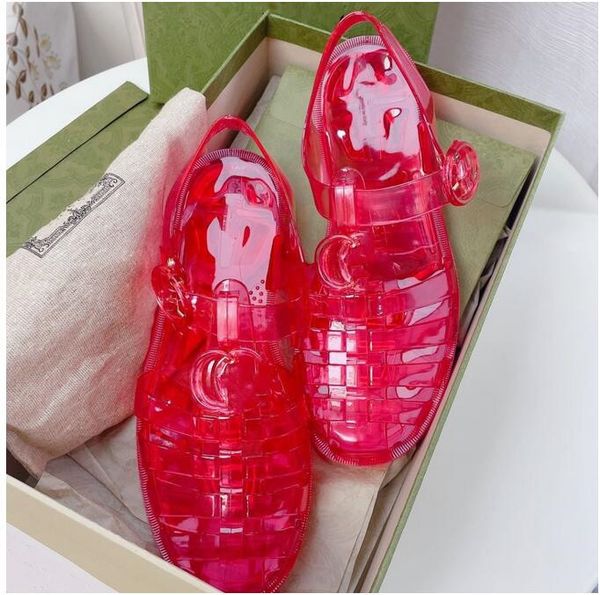 

classic designers women sandal rubber slippers jelly sandals beach flat casual shoe alphabet candy colors outdoor roman transparent black sh