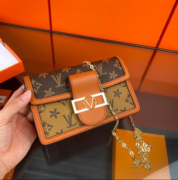 

genuine leather women's bag colored old flower postman bag chain bags shoulder crossbody bag clutch handbag luxury brand designer bag c