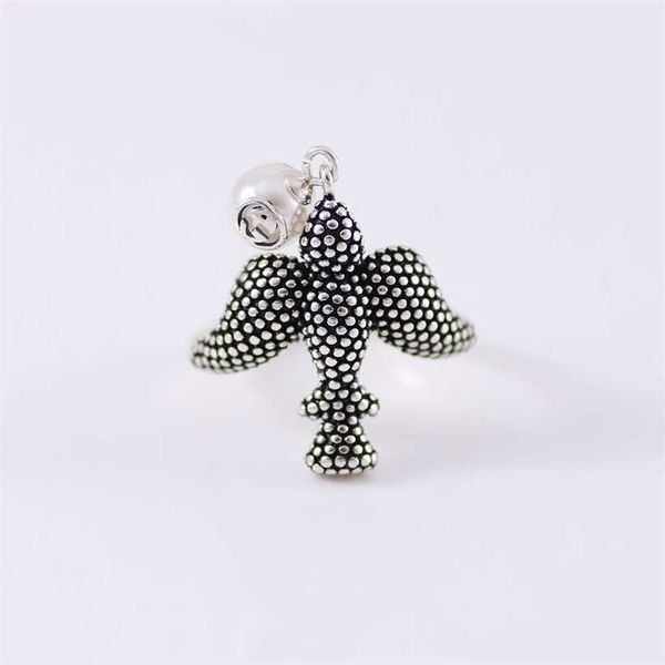 

2023 designer gujia pearl bird new 925 pure silver enamel couple ring