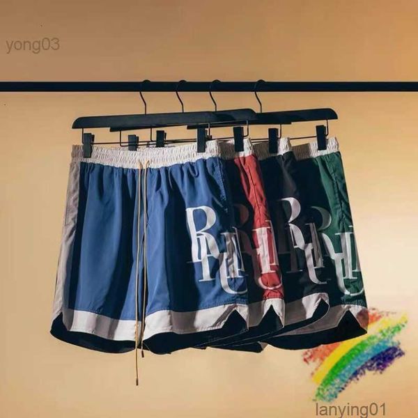 

patchwork rhude shorts men high street pockets hip hop breeches tdc3 q2pw, White;black