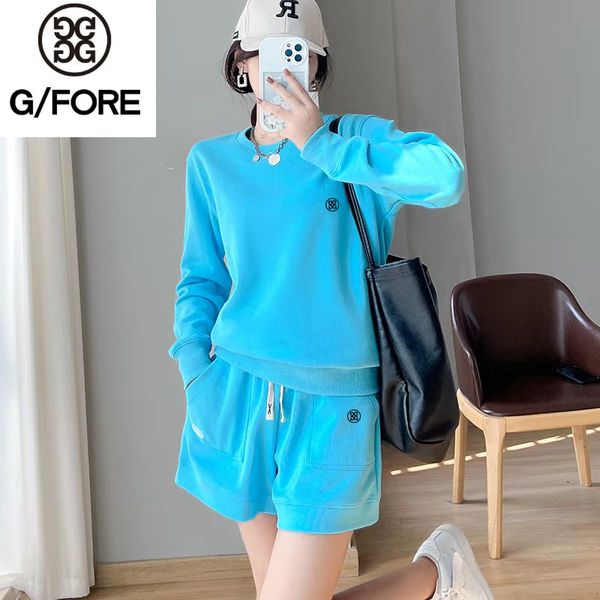 

womens two piece pants malbon golf korean spring and autumn pearl round neck sweater gentle girl set loose sports casual 230317, White