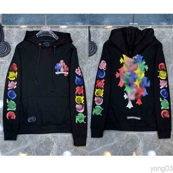 

luxury fashion men's loose jackets designer brand hoodies horseshoe cross print ch men zipper sweatshirts women coat casual, Black
