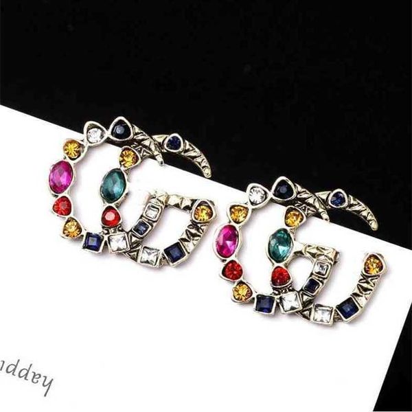 

2023 designer new feminine court style color letter earrings large earrings, Golden