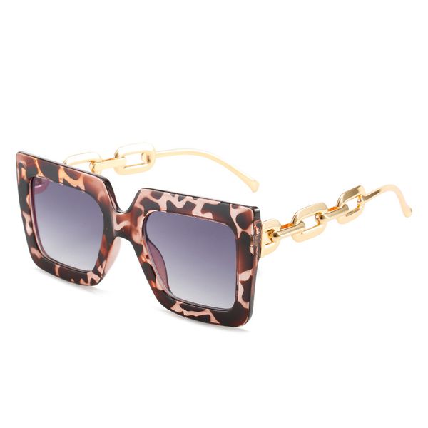 

square sunglasses european and american fashion big frame street snap glasses personality leopard print spice girl glasses, Silver