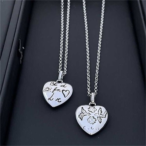 

2023 designer new fashion jewelry gujia 925 silver fearless flower eyes old carved love pendant same necklace for men and women
