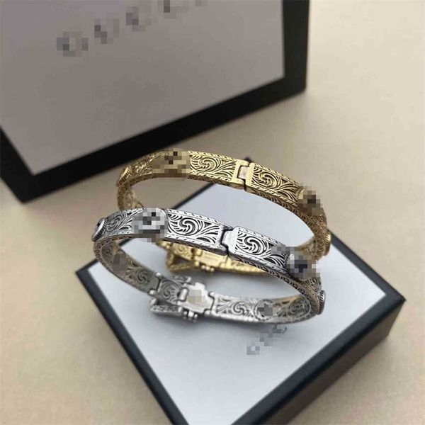 

2023 designer new jewelry gujia bracelet old craft and silver two-color double super cool fashion online red idol, Black