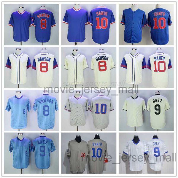 

vintage college baseball wears jersey 10 ron santo 8 andre dawson 9 javier baez 1994 retro jerseys, Blue;black