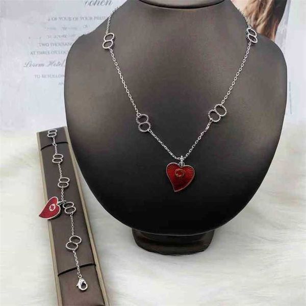 

2023 designer new gujia enamel letter necklace bracelet temperament trend fashion bead chain jewelry, Silver