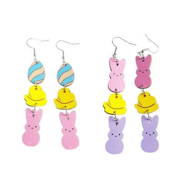 

easter bunny egg tassel dangle earrings acrylic silver colors animal hook earring women girls pendant ear drop