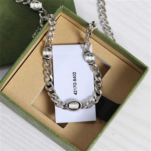 

2023 designer new jewelry letter interlocking necklace pattern carving couple necklace valentine's day gift, Black