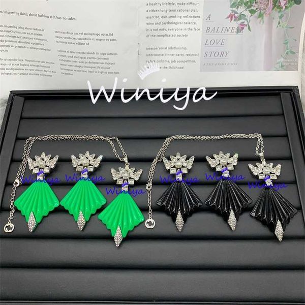 

2023 designer new g family suit/gujia new letter multilateral diamond geometric necklace earrings feminine pompous jewelry, Silver