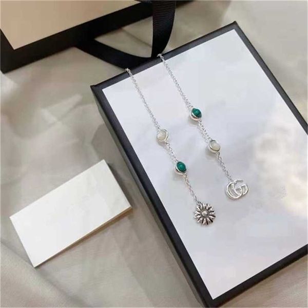 

2023 designer new fashion jewelry gujia 925 silver three dimensional double turquoise daisy tassel earrings, Golden