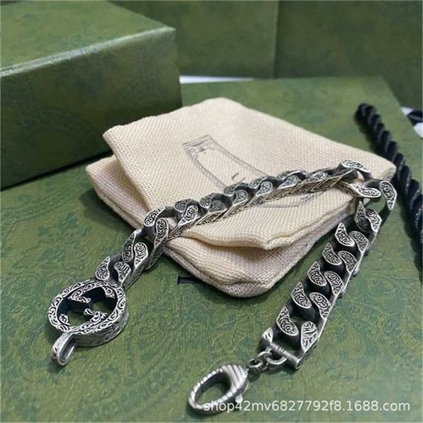 

2023 designer new fashion jewelry ancient double twist bracelet made old engraving couple pattern bracelet tide card men and women, Black