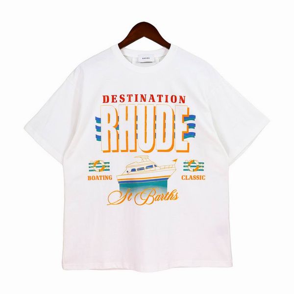 

2023 summer mens t shirts womens rhude designers for men letter polos embroidery tshirts clothing short sleeved tshirt tees shorts, White;black
