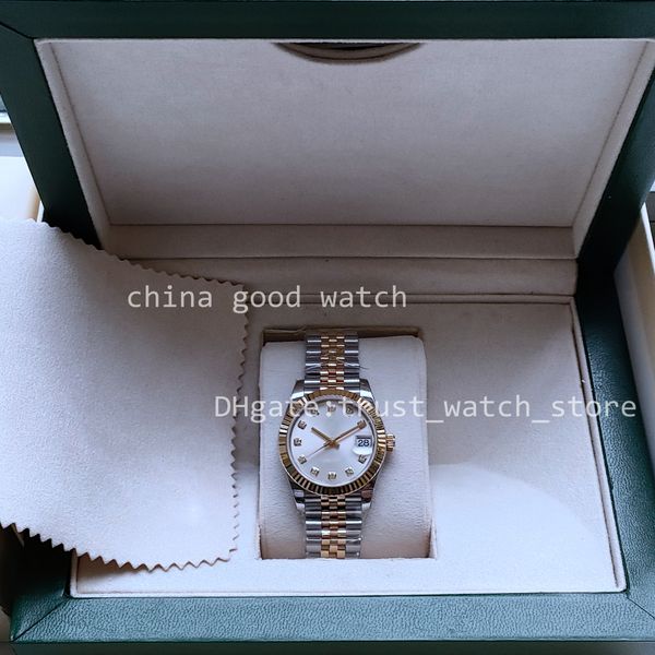 

women 17 style watches 31mm lady gift bpf diamond dial automatic movement two-tone gold stainless steel strap dress date sapphire crystal bp, Slivery;golden