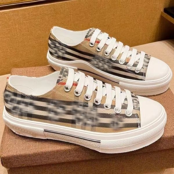 

vintage print check sneaker stripes casual shoes grid cotton trainers classic print low-men canvas shoe with box